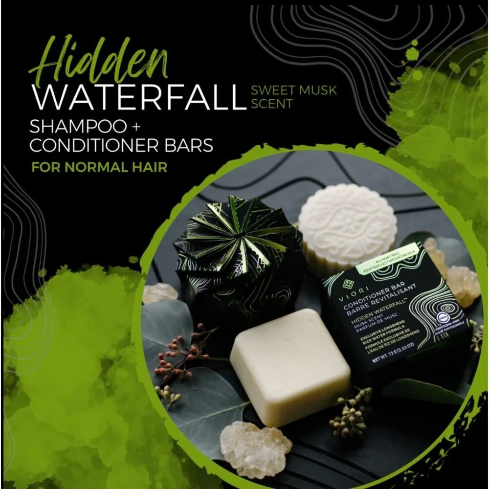 Viori Hidden Waterfall Shampoo and Conditioner Bar Set Made with Rice Water